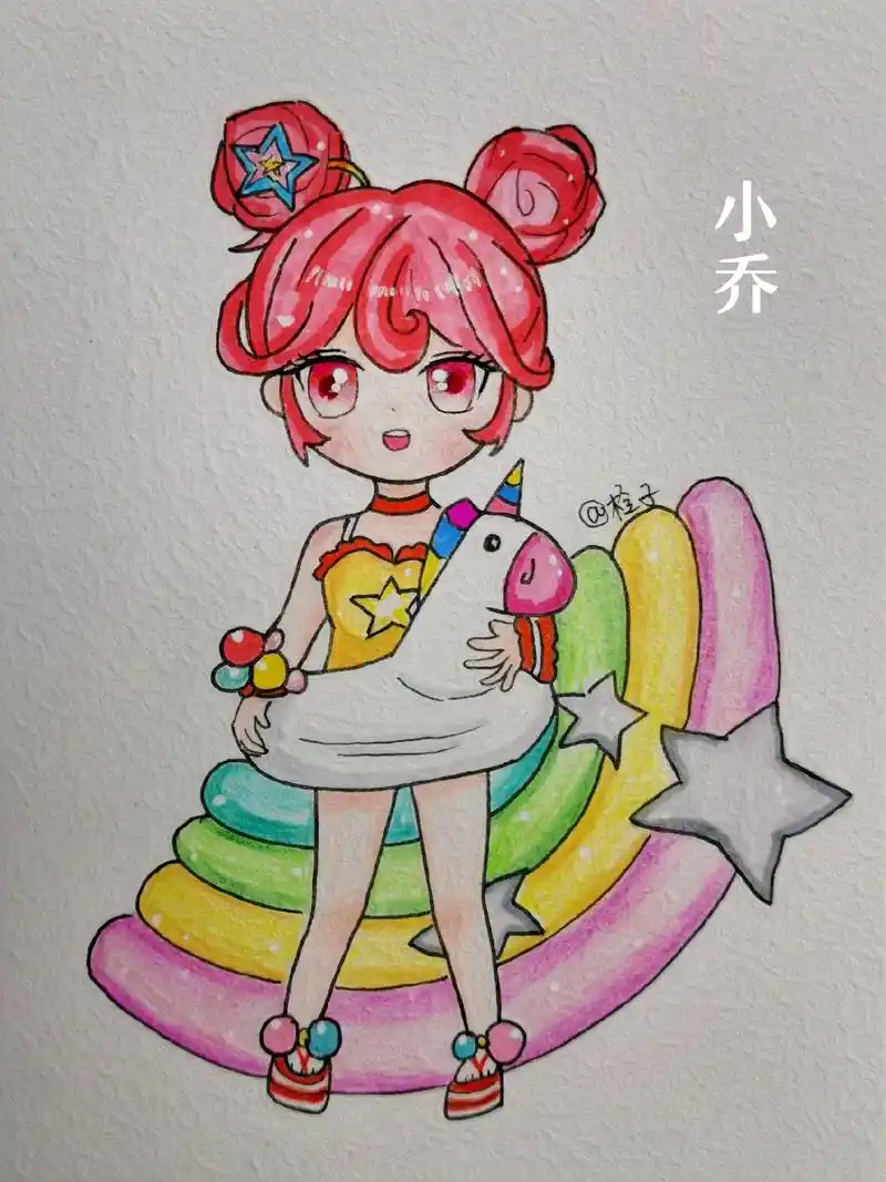 小乔缤纷独角兽绘画过程图.#王者荣耀#小乔#小乔缤纷独角兽# - 抖音