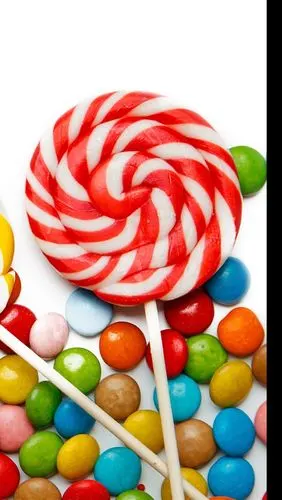 五颜六色的糖果,棒棒糖,白色背景