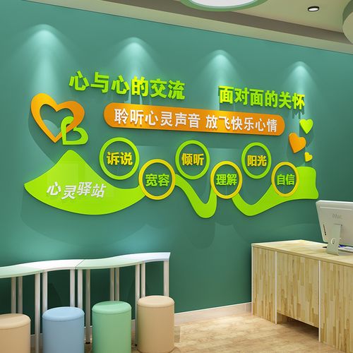 心理咨询室墙面布置心灵驿站装饰品挂图亚克力3d立体文化墙面背景-mc