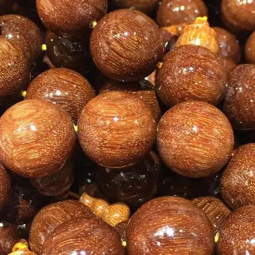 黄金小叶紫檀360度爆满真金星佛珠手串 尼泊尔紫檀沉水级爆满金星