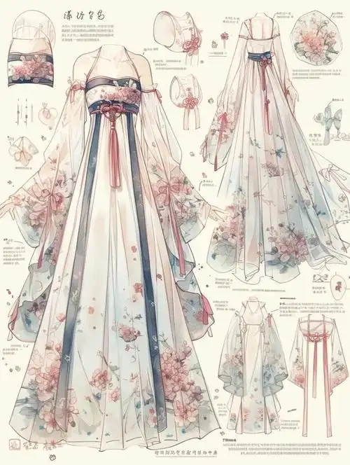 汉元素服饰效果图款式图