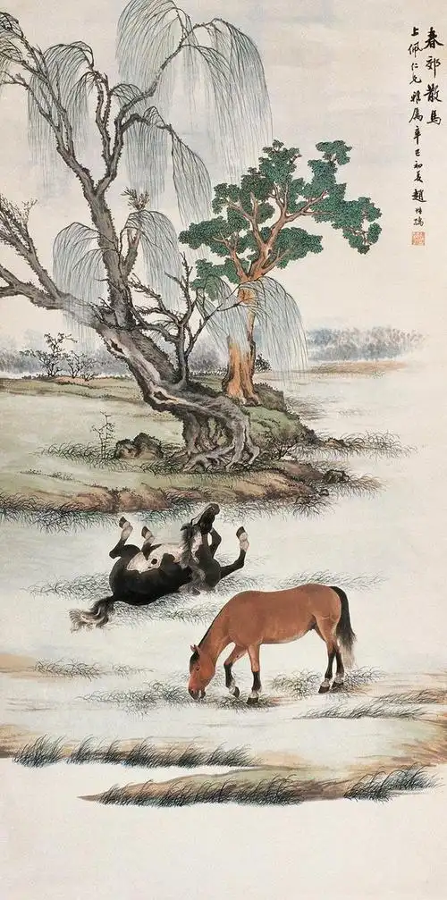 赵叔孺十一幅工笔马,画的真好看