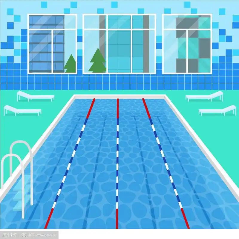 卡通游泳池内部卡片海报