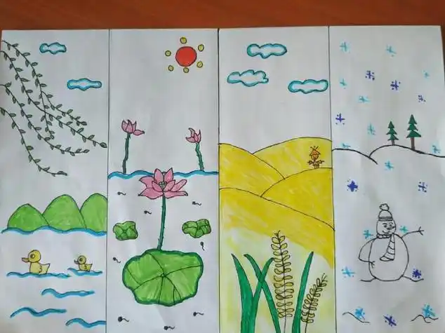 《春夏秋冬》简笔画幼儿铅笔画母婴儿童简笔画春夏秋冬简笔画人文绘画