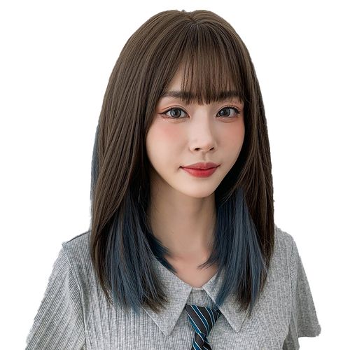 假发女中长发自然挂耳挑染网红修脸可爱空气整顶假发