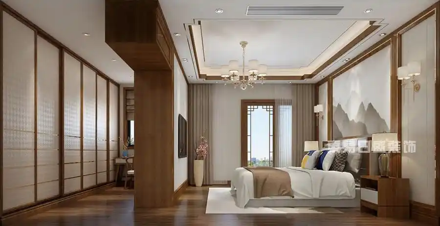 罗马景苑别墅新中式卧室装修效果图效果图  分享  收藏  空间  风格