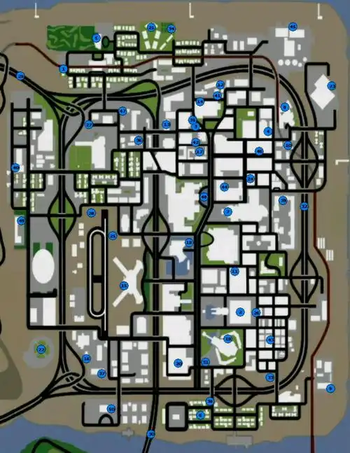 侠盗猎车手圣安地列斯马蹄铁收集任务50个位置(卫星地图)