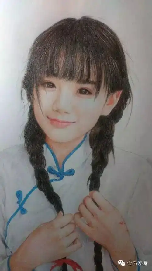 清纯美女彩铅肖像 | 步骤欣赏_金鸿素描_零二七艺考