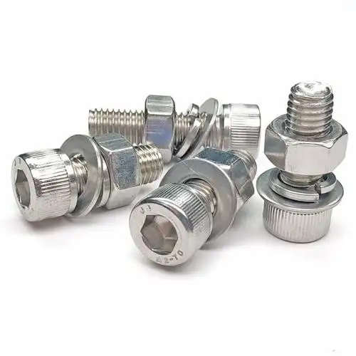 304不锈钢内六角螺丝螺母套装 螺栓螺杆平垫弹垫大全m3m4m5m6mm