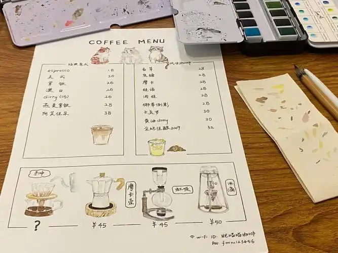 手绘菜单我们营业啦
