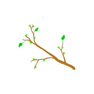 在白色背景上孤立的卡通风格的春天树分支图标.春天树枝图标,卡通风格