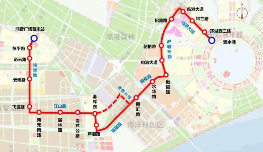 实景临港新片区中运量t1示范线上路试运营