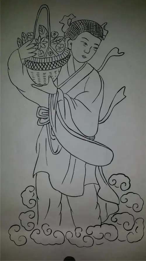 画店80年代存样线稿*木刻木版年画版画*八仙一套8张全*纸很厚