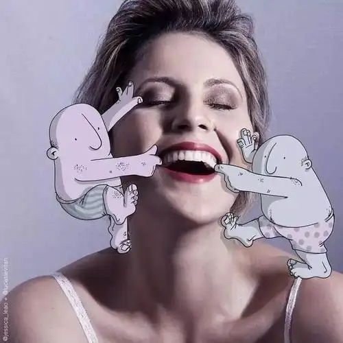 照片上风趣幽默的插画