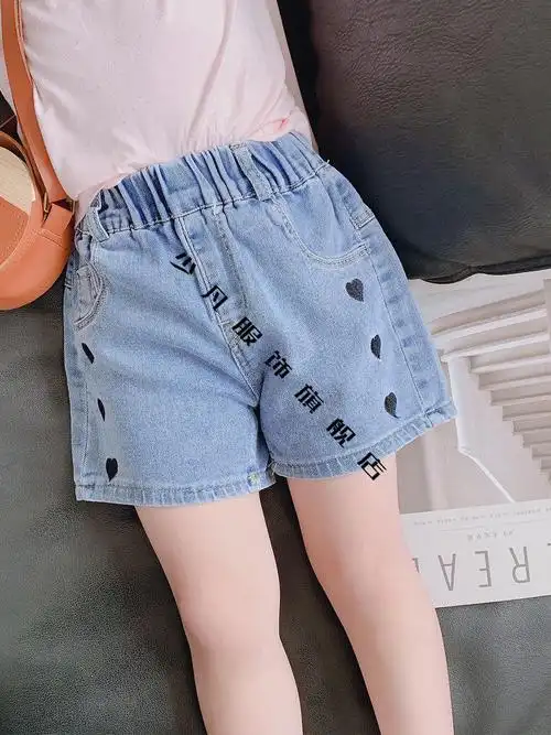 迪士尼(disney)女童牛仔短裤中小童夏装新款韩版洋气热裤小女孩薄款