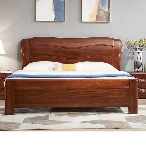 胡桃木实木床2米2.2米双人床2.0x2.2加宽两米二主卧三人大床家具