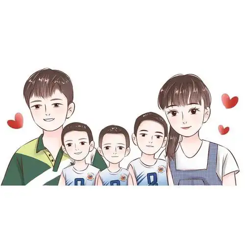 一家五口头像设计,感受温暖,努力奋斗,莫问前程