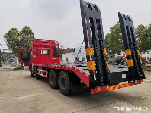 解放j6p前四后八平板拖车,挖机运输车,配置及图片