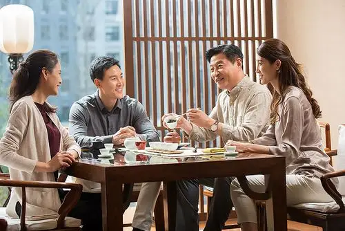 中国人,朋友,喝,茶,一起