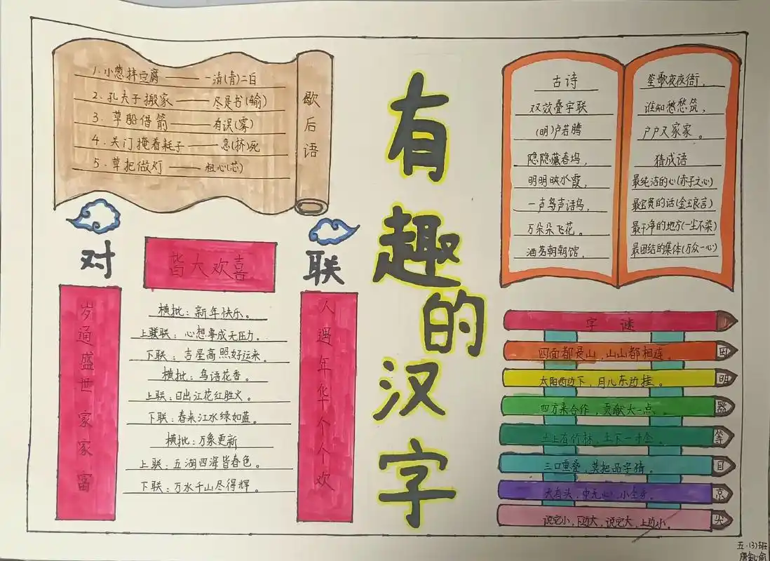 汉字真有趣.#我的抖音生活日记 #小学生手抄报 #成果展示 - 抖音