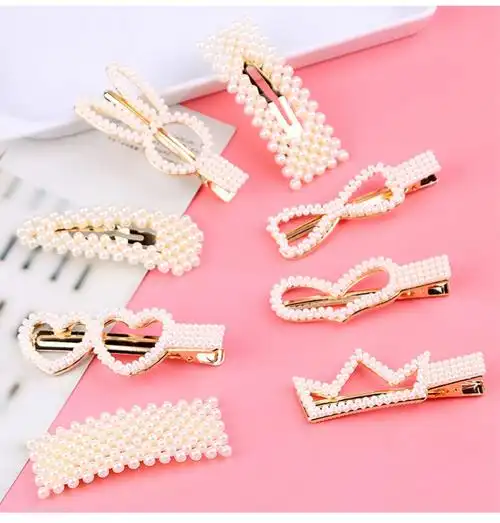 韩版珍珠发夹简约风网红气质刘海边夹子发卡森系仙女头饰超仙卡子