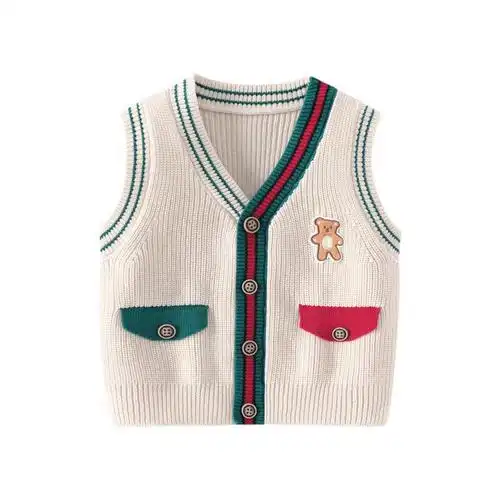 婴儿马甲春装男童针织背心男宝宝马夹春秋儿童上衣坎肩婴幼儿衣服