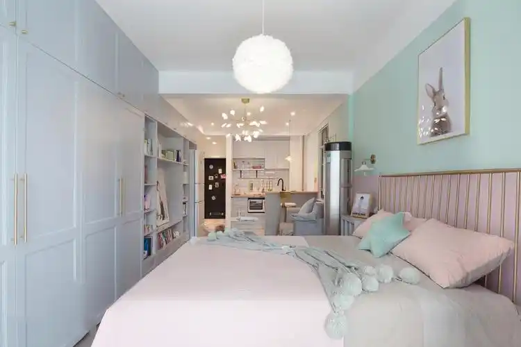 轻奢风单身公寓轻奢混搭小户型40平7万装修案例-诸葛找房北京装修网