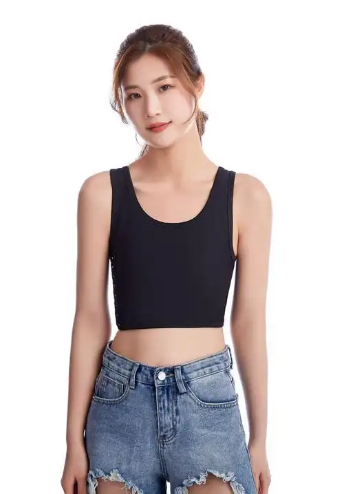 束胸内衣无绷带加强运动透气帅短款女大胸显小裹胸束胸衣白色蜂巢款s