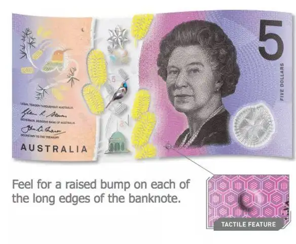 澳洲新发的5澳元纸币上面透明的那一截是啥材质