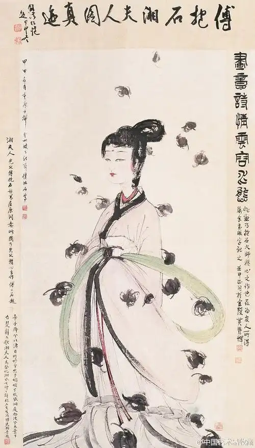 傅抱石 《湘夫人》 】作为《楚辞》中的名篇,《九歌》中的湘君,湘夫人