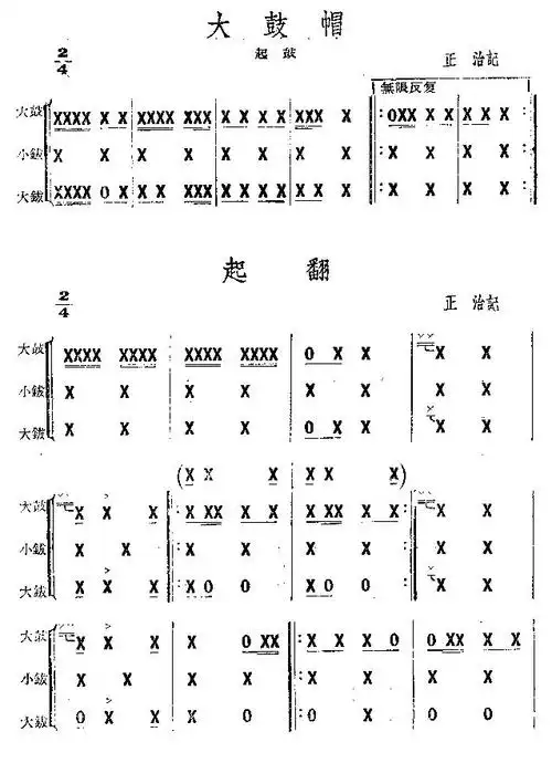大鼓帽起翻大鼓谱