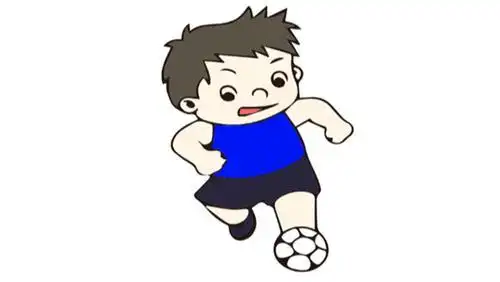 小孩踢足球简笔画 两个小孩踢足球简笔画