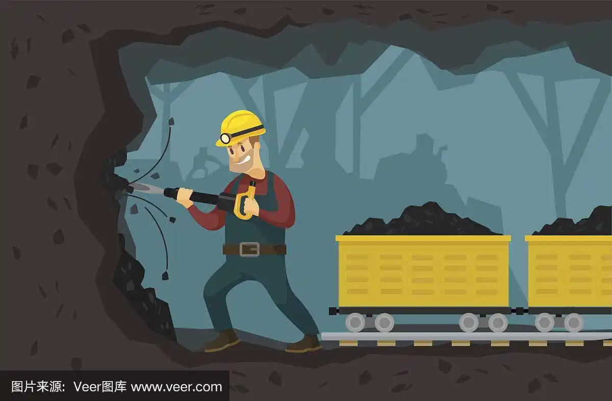 矿井矢量平面插图