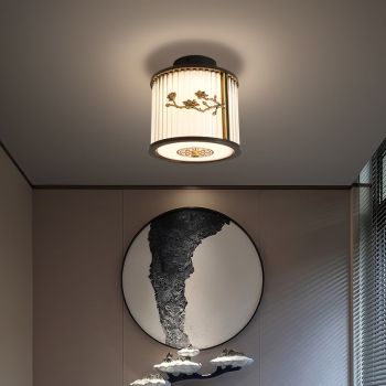 苏印新中式玄关灯全铜过道吸顶灯中国风走廊灯现代简约灯具 6910 国花