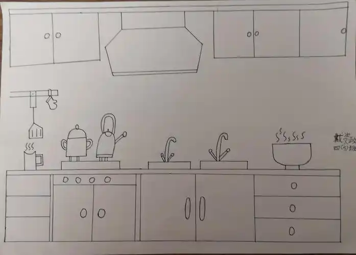 马小四(5)班"空中课堂"第二次美术作品--《我家的厨房》