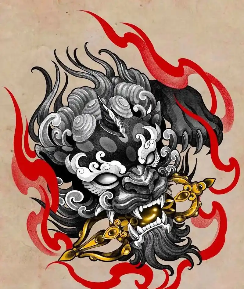 唐狮的各种风格纹身手稿图案同城分享