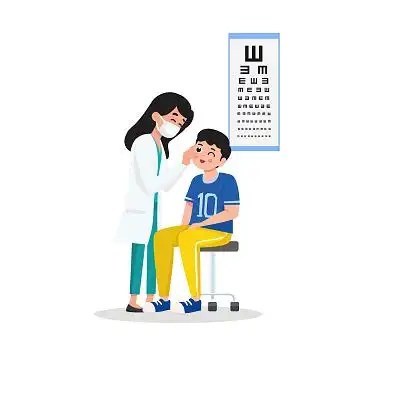 医生给人物做视力检查 png素材 ai素材视力检查元素