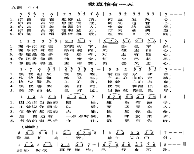 我真怕有一天 歌谱 简谱