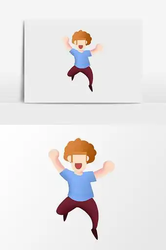 手绘高兴的跳起来的人插画元素图片下载