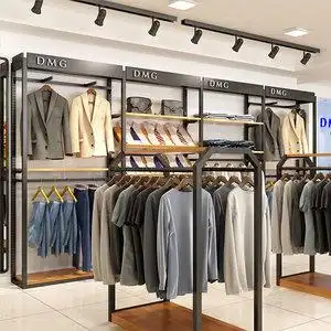 服装店展示架陈列架上墙男装店挂衣架店铺潮双层专用衣服男装货.