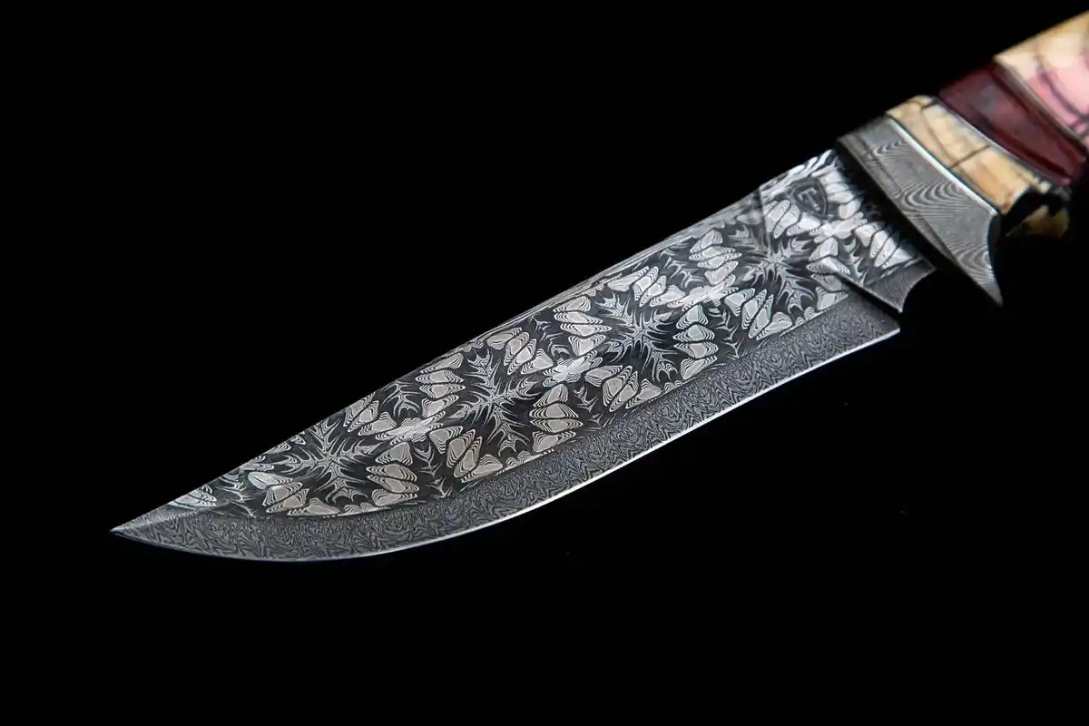 俄罗斯名匠手工锻造马赛克大马士革北欧猎刀