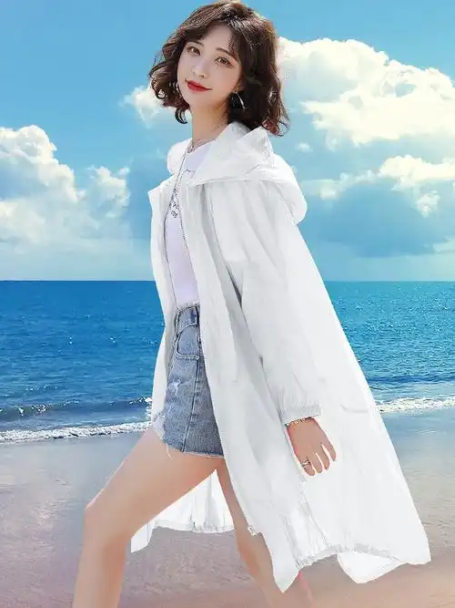 防晒服女 中长款 超薄 百搭_白色防晒衣女中长款2020新款夏超薄款百搭