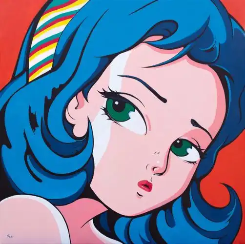 波普风格漫画头像怅然若失的女孩