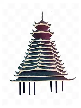 手绘侗族 i>鼓 /i> i>楼 /i>免扣 i>素 /i> i>材 /i>