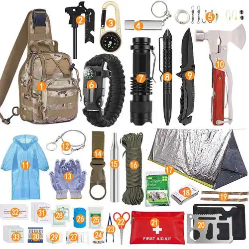 d贝爷同款荒野求生装备多功能生存套求生火野外镁棒打火石sos工具k