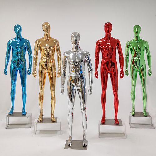 全身电镀彩色男模特欧品男装店橱窗陈列展示架韩版活动头银色男模