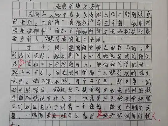 学生单元测试作文——《我的语文老师》