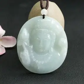 天然翡翠a货观音头像吊坠玉石挂件浅绿细糯种玉佩玉器珠宝送证书