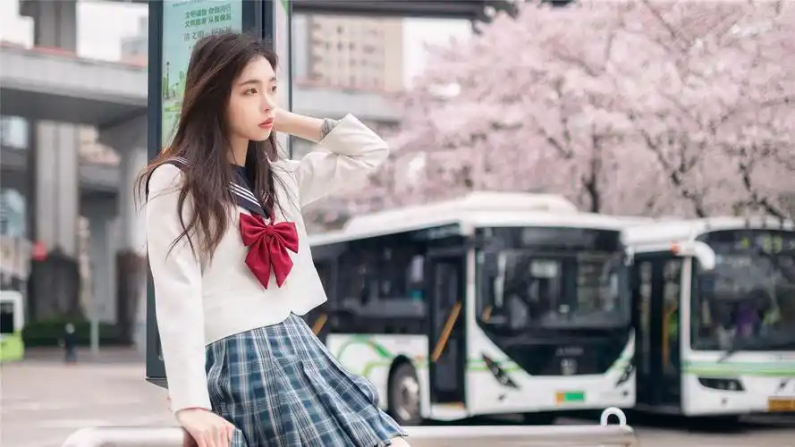 百褶裙jk制服美女性感高清桌面壁纸