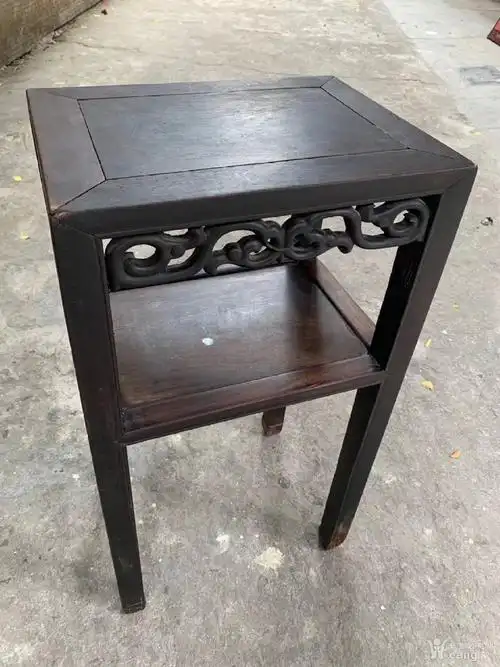 清代老红木酸枝 灵芝纹茶几_地摊交易_华夏收藏网